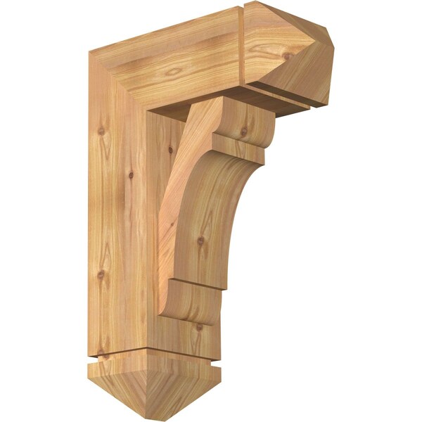 Ekena Millwork Olympic Arts and Crafts Smooth Bracket w/ Offset Brace, Western Red Cedar, 7 1/2"W x 18"D x 26"H BKT0806X18X26OLY03SWR - main